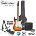 Silvertone Revolver SS11 Tobacco Sunburst Electric Guitar w/ Stand, Strap, Tuner, Strings, 20W Amp, 10' Cable, Picks & Guitar Bag