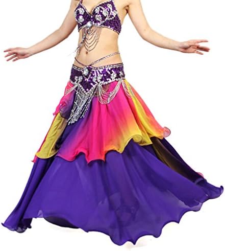 Belly Dance Colorful Maxi Skirt Dress, Performace Halloween Dancing Costume