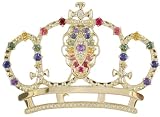 18KT Rainbow Sapphire & Diamond Royal Crown Broach/Pendant