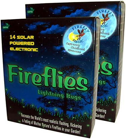 Firefly Magic® Solar AND Battery-Operated Firefly Lights (Lightning Bug Lights), Model FMS-14, Firefly Green (Pack of 2)