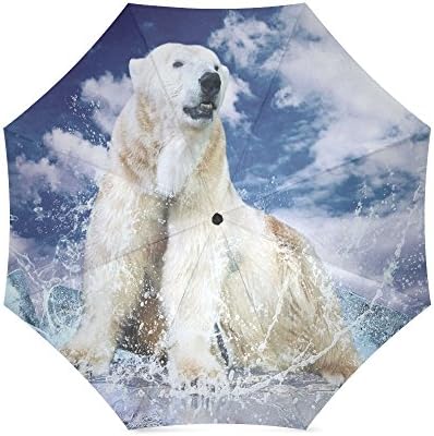 Mother/Father Gift Roar Polar Bear Compact Travel Windproof Rainproof Umbrella