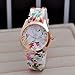 Mostsola Women Silicone Printed Flower Causal Quartz Wrist Watches Orange