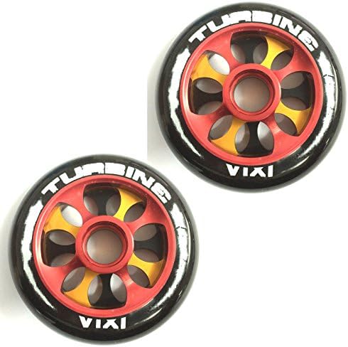 IXIA Turbine 100mm Alu Triple Core Stunt Scooter Wheels (Pair) - Red/Gold/Black