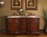 60 Bathroom Furniture Travertine Top Double Sink Vanity Cabinet 722T