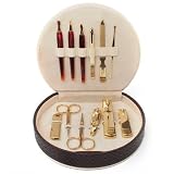 12pc Deluxe Manicure Set, Pedicure Set, Leather Case, Travel & Grooming Set