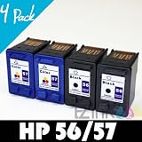 HP 56 C6656AN & HP 57 C6657AN Compatible Re-manufactured Combo Pack - 2 Black & 2 Color Ink Cartridges