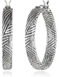 The SAK Small Batik Inside and Out Click Silver Hoop Earrings