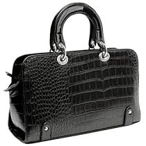 Hot Sale MG Collection MAHDIS Black Vintage Style Faux Crocodile Office Tote Handbag