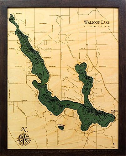 Walloon Lake 3-D Nautical Wood Chart 16 X 20