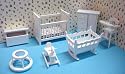12TH SCALE DOLLS HOUSE WHITE NURSERY SET COT BED 269
