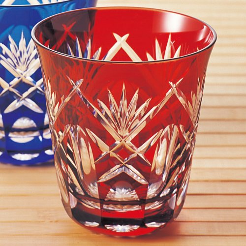 江戸切子 焼酎グラス五割剣矢来 紅蘭 紅 KY-3