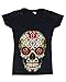 Sugar Skull Roses Women V-Neck Day of Dead Shirts #16553
