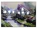 Canvas Art - Wall Art with LED Lights Canvas Print - Village Cottages Along a Stream - Old Fashioned Cobblestone Bridge - 12x16 Inch