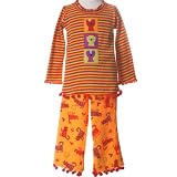 New Toddler Little Girls Clothes ORANGE Kitten Top Pant Set MIS TEE V-US 2T-7