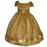 Girl Special Occasion Dress - Caramel Satin with Embroidery, Beads, Sequins (Size 2 - 12) NEW