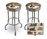 2 Tan Train Fabric Specialty / Custom Barstools Set