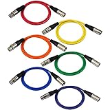 GLS Audio 3ft Patch Cable Cords - XLR Male To XLR Female Color Cables - 3' Balanced Snake Cord - 6 PACK