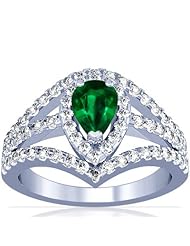 Platinum Pear Cut Emerald Ring With Sidestones
