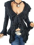 Patty Women Ruffle Flounce Collar Sweater Cardigan