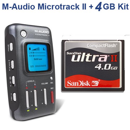 M-Audio MicroTrack II Professional Mobile Digital Recorder + SanDisk 4GB Compact Flash Card