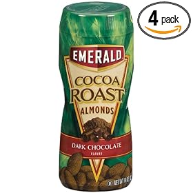 Emerald Cocoa Roast Almonds, Dark Chocolate, 11oz Canister (Pack of 4)