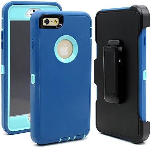 IPhone 6 Case,Iphone 6s Tough Defender Built In Screen Protector 4 Layer Shock Absorbent Dust Proof PC TPU Combo Protective 4.7 Inch Cover (Blue/Light Blue)