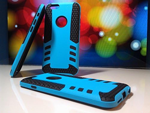 iPhone 6 Case (4.7 inch) - Protective Dual Layer Apple Phone Covers - Black Shock Absorbent Silicone TPU Inner Layer / Blue Polycarbonate PC Tough Outer Layer - Patterened for a Great Grip!