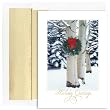Winter Wreath On Birch Holiday Cards -