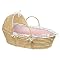 Badger Basket Pink Gingham Natural Hooded Moses Basket