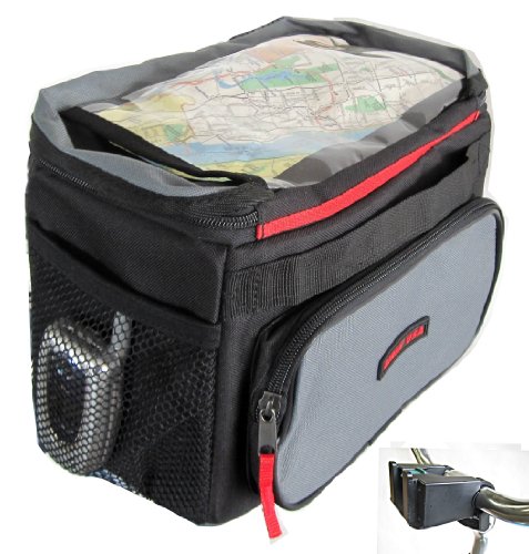 Front Bicycle Handlebar Bag Quick Release with Rain cover Map holder, Max Carry On Weight Limit:12 LB by Biria