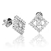 18k White Gold Square Cluster Diamond Earrings Studs (H-I, SI-I, 1.18 carat)