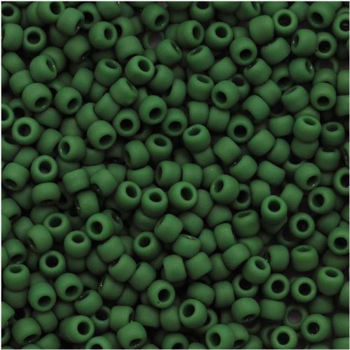 Toho Round Seed Beads 11/0 #47HF 'Opaque Frosted Pine Green' 8 Gram Tube