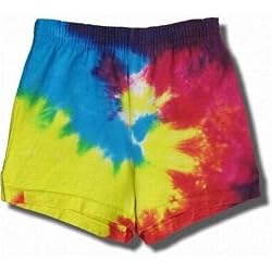 Soffe "Woodstock" Rainbow Tie-Dye Cotton knit cheer shorts for girls and juniors