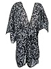 Short Kaftan Caftan Black Printed Lounger Wear Beach Coverup Tunic Top Xxxxl