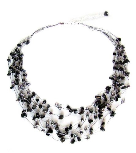 Pearl strand necklace Midnight Shower