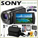 Sony HDR-CX160 HDRCX160 1080P High Definition 16GB Handycam Camcorder with Wide Angle G-Lens and 3-inch Touch-Screen + 16GB Card + Sony Case + Extra Sony Battery + Accessory Kit