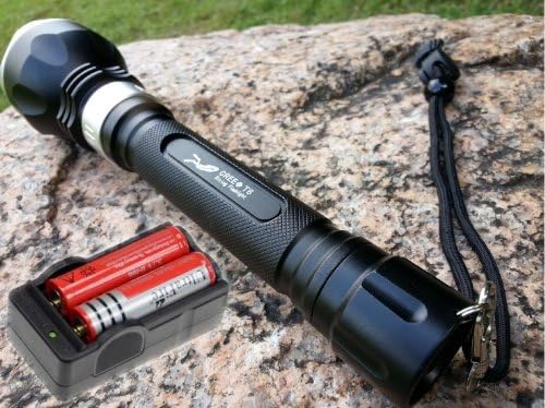 Rextin Super Bright 3000LM CREE T6 Mag Switch LED Waterproof Underwater Diving Dive LED Flashlight, Torch, for Diving, Camping and Other Indoor/Outdoor Activities +2x Rechargeable 18650 batteries (Red) + 1 x 18650 charger(T6 Mag Switch D)