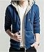 Unko Men's Casual Faux Fur Hoodies Outwear Sweatshirt Blue X-Large