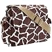 Oioi Giraffe Print Messenger Diaper Bag in Cocoa on White, Burnt Sienna, and Faux leather trim