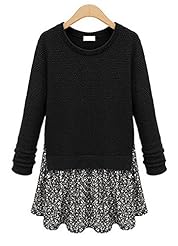 Sweater Chiffon/Cotton/Knit Long Sleeves Floral Print Party Dress/Mini Dress 