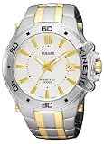 Pulsar Men's PAR147 Kinetic Two-Tone Stainless-Steel Bracelet Two-Tone Case Silver-Tone Dial Transparent Case Back Watch