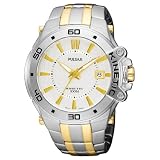 Pulsar Mens Kinetic Two-Tone Stainless-Steel Bracelet Two-Tone Case Silver-Tone Dial Transparent... by Pulsar