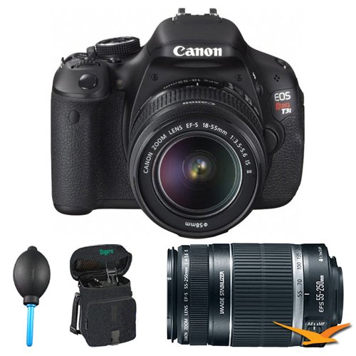 Canon EOS Rebel T3i 18 MP CMOS APS-C Sensor DIGIC 4 Image Processor Digital SLR Camera with EF-S 18-55mm f/3.5-5.6 IS Lens + Canon EF 75-300mm f/4-5.6 III Telephoto Zoom Lens