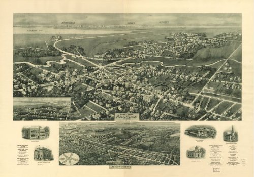 Aero-view of Absecon, New Jersey 1924., large historic panoramic map reprint 51x36