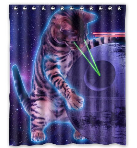 Creative Bath Space Cat Shower Curtain (60" x 72" )