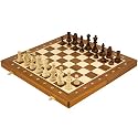 16" Tournament chess set. Folding inlaid board & Staunton pieces