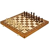 16 Tournament Chess Set Folding Inlaid Board Staunton Pieces