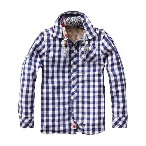 Scotch & Soda Kids - Boys Navy Blue Checked Shirt with Cool Bandana