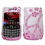 Pink Peace Flower Design Snap-On Cover Case for Blackberry Curve 3G 9330