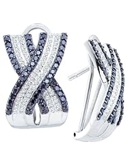 1.50ctw Black & White Diamond Hoop Earrings
